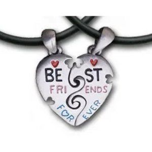 Friend Shack - Best Friends Forever BFF - Color Split Heart Friendship Pendants